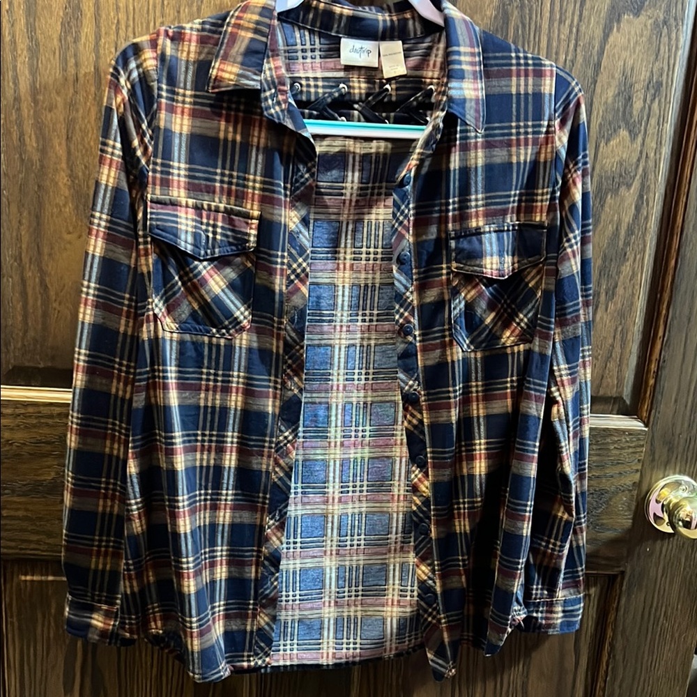 Plaid Button-Up Shirt
